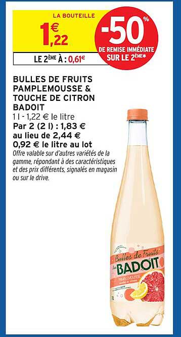 BULLES DE FRUITS PAMPELMOUSSE & TOUCHE DE CITRON BADMOIT