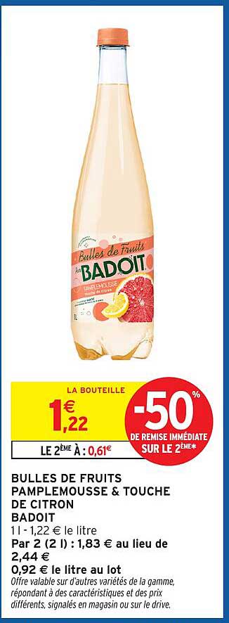 BULLES DE FRUITS PAMPLEMOUSSE & TOUCHE DE CITRON BADIOIT