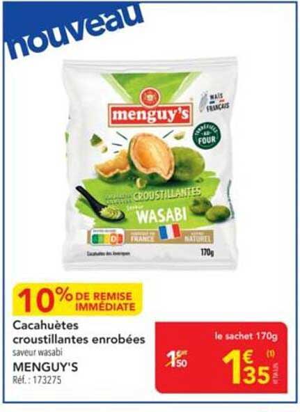 Cacahuètes croustillantes enrobées saveur wasabi