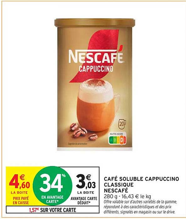 CAFÉ SOLUBLE CAPPUCCINO CLASSIQUE NESCAFÉ