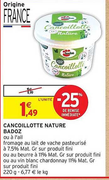 Cancoillotte Nature Badoz au à l'ail