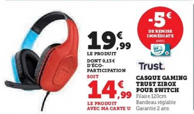 CASQUE GAMING TRUST ZIROX POUR SWITCH