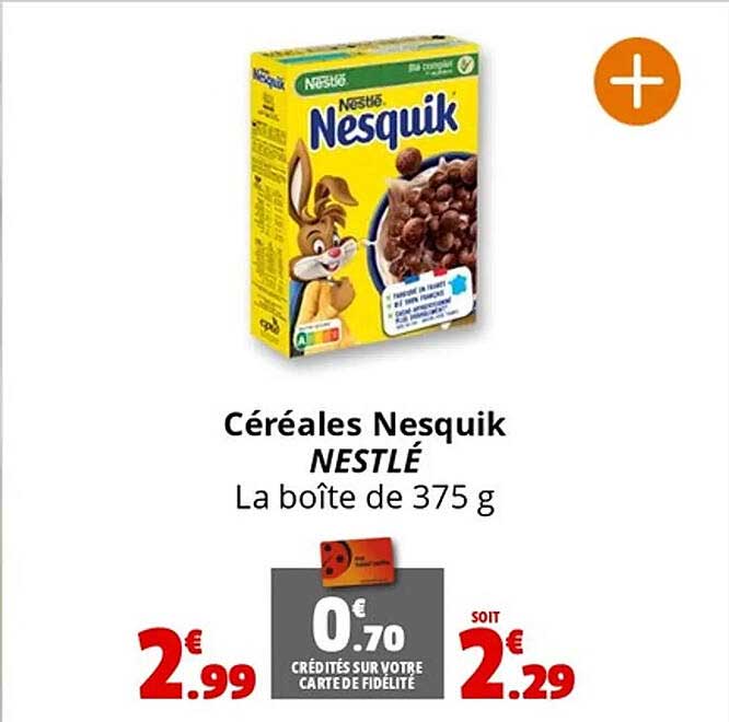 Céréales Nesquick NESTLÉ La boîte de 375 g