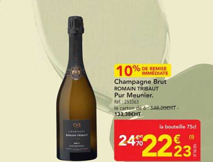 Champagne Brut ROMAIN TRIBAUT Pur Meunier.