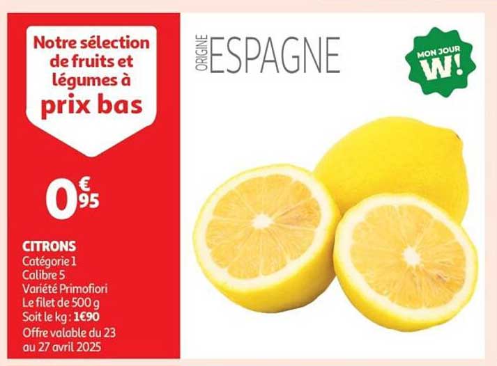 CITRONS Origine ESPAGNE