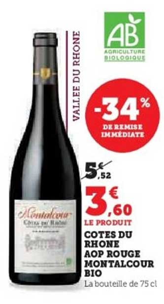COTES DU RHONE AOP ROUGE MONTALCOUR BIO