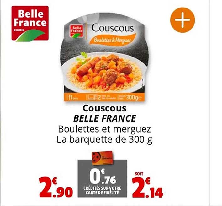 Couscous BELLE FRANCE Boulettes et merguez La barquette de 300 g