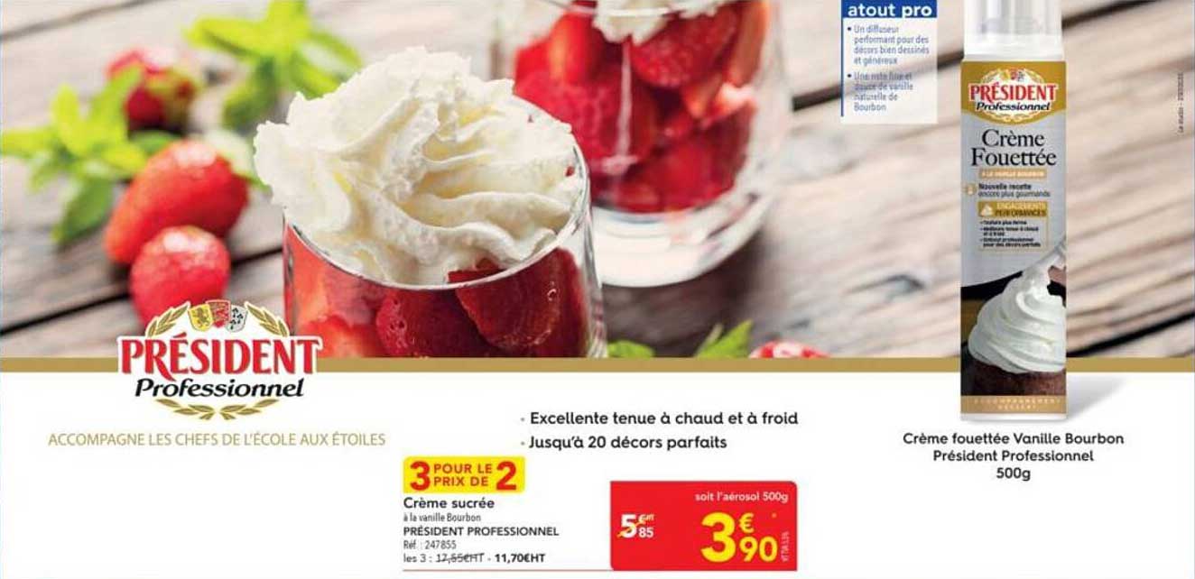Crème fouettée Vanille Bourbon Président Professionnel 500g