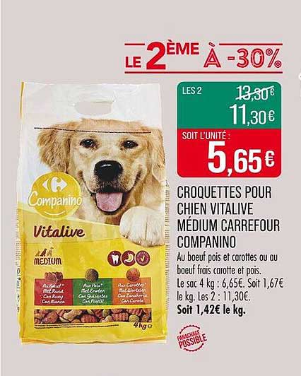 CROQUETTES POUR CHIEN VITALIVE MOYEN CARREFOUR COMPANINO