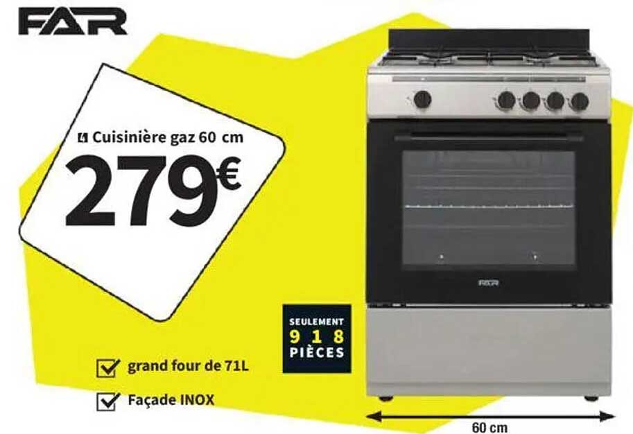 Cuisinière gaz 60 cm