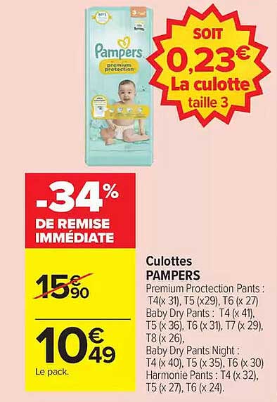 Culottes PAMPERS
