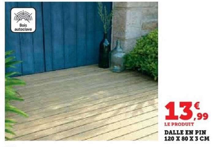 DALLE EN PIN 120 X 80 X 3 CM
