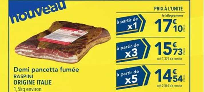 Demi pancetta fumée RASPINI ORIGINE ITALIE