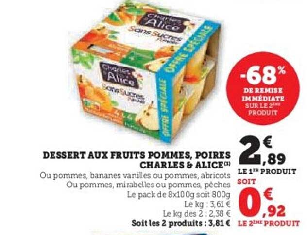 DESSERT AUX FRUITS POMMES, POIRES CHARLES & ALICE