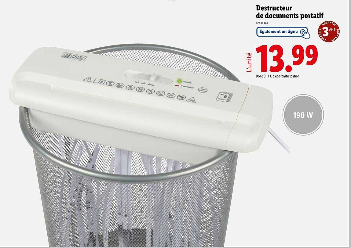 Destructeur de documents portable