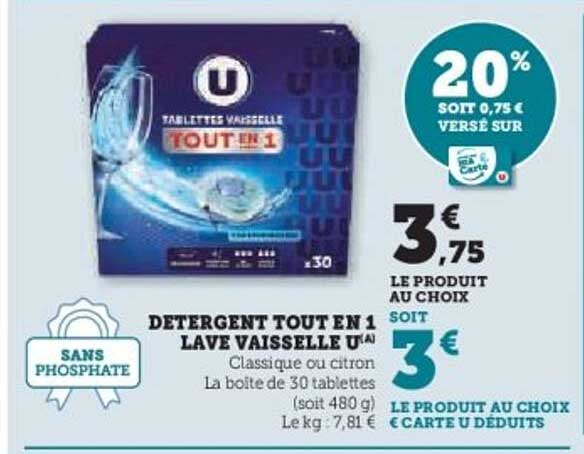 DETERGENT TOUT EN 1 LAVE VAISSELLE U®