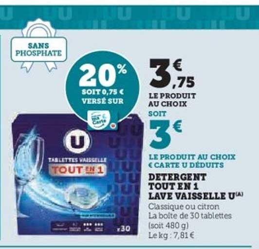 DÉTERGENT TOUT EN 1 LAVE VAISSELLE U(A)