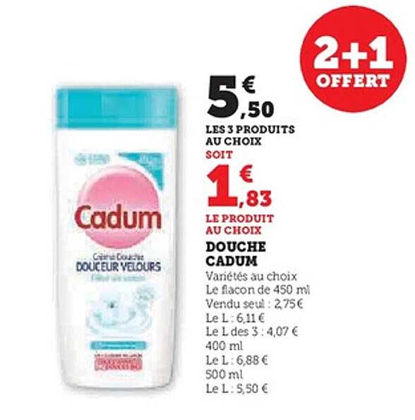 Douche Cadum - 2+1 OFFERT