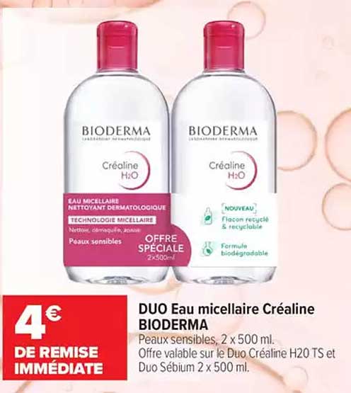 DUO Eau micellaire Créaline BIODERMA