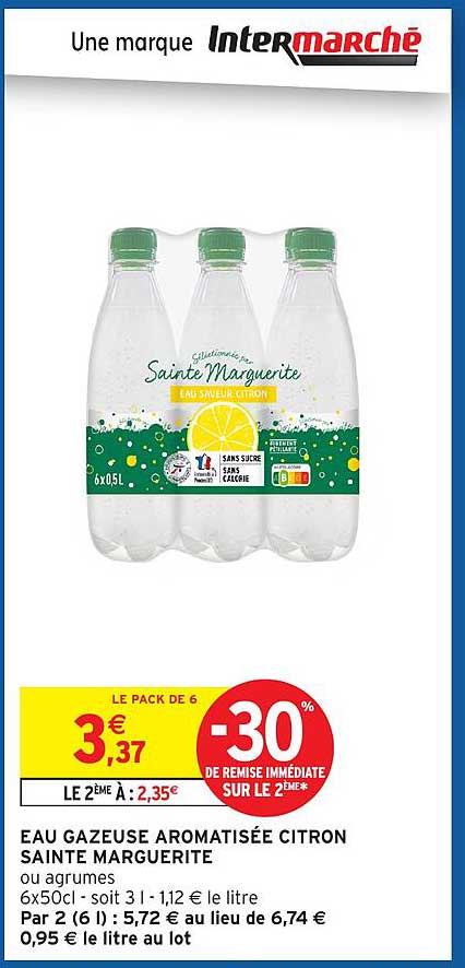 EAU GAZEUSE AROMATISÉE CITRON SAINTE MARGUERITE
