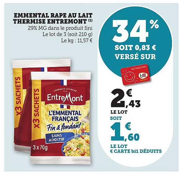 Emmental Râpé au Lait Thermisé Entremont