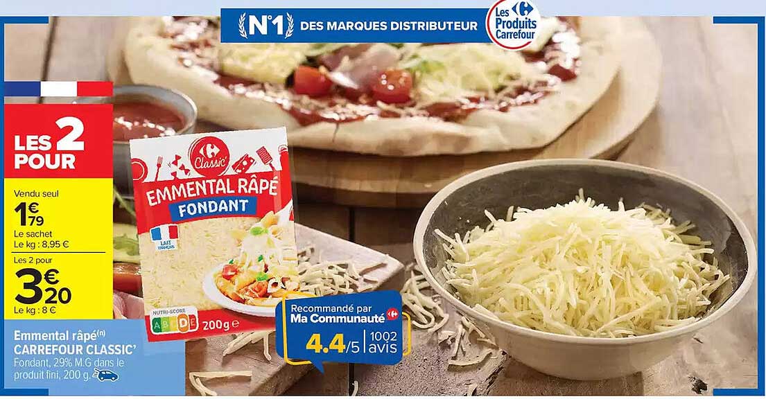 Emmental râpé CARREFOUR CLASSIC'