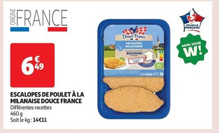 ESCALOPES DE POULET À LA MILANAISE DOUCE FRANCE