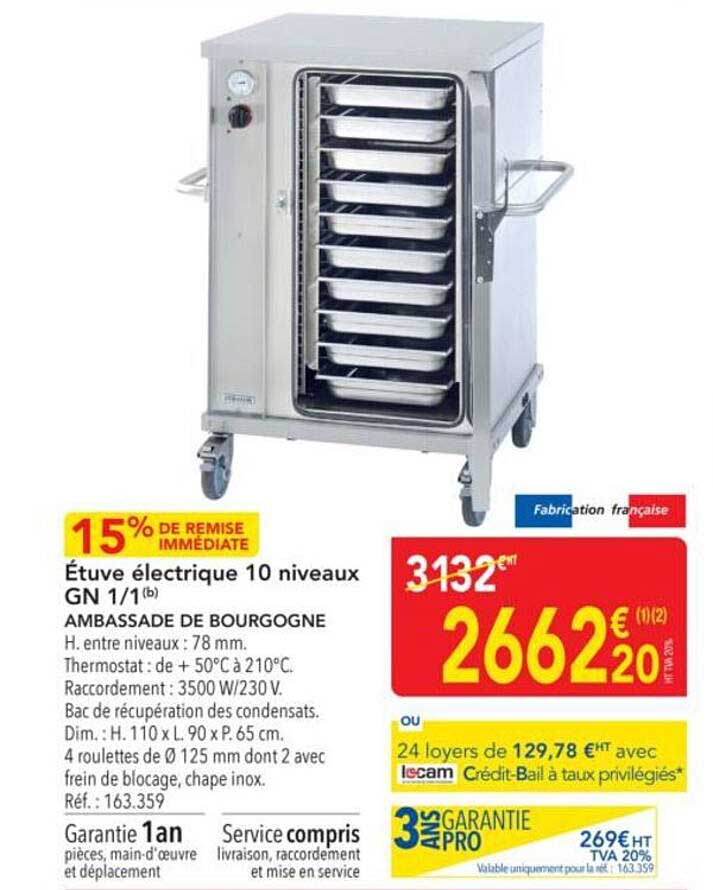 Étuve électrique 10 niveaux GN 1/1 AMBASSADE DE BOURGOGNE