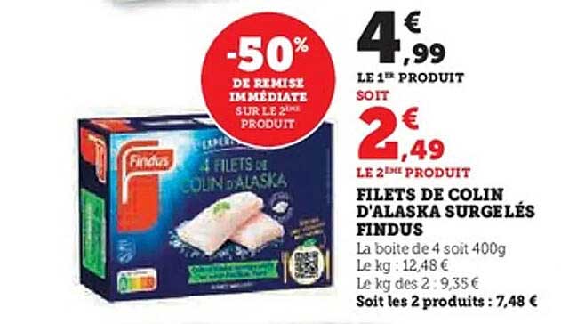 FILETS DE COLIN D'ALASKA SURGELÉS FINDUS