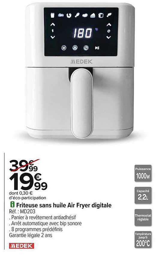 Friteuse sans huile Air Fryer digitale