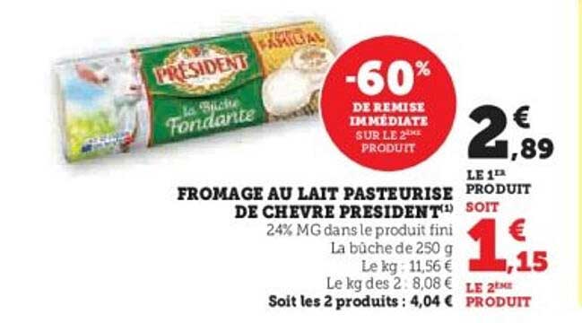 FROMAGE AU LAIT PASTEURISE DE CHEVRE PRESIDENT