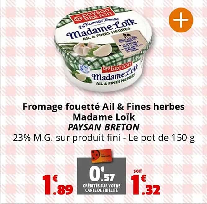 Fromage fouetté Ail & Fines herbes Madame Loïk