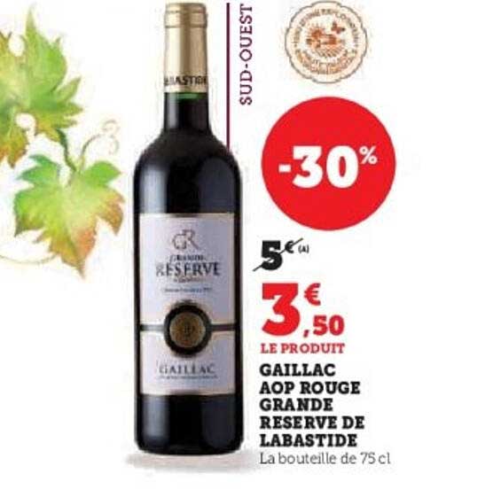 GAILLAC AOP ROUGE GRANDE RESERVE DE LABASTIDE