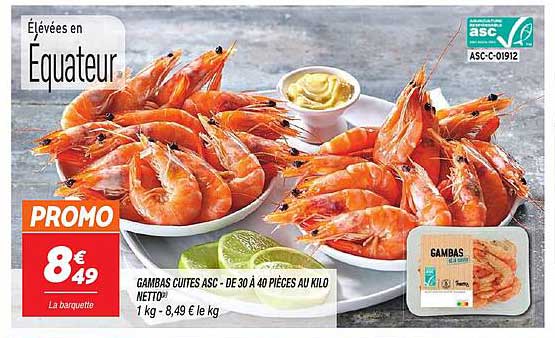 GAMBA CUITES ASC - DE 30 À 40 PIÈCES AU KILO NETTO