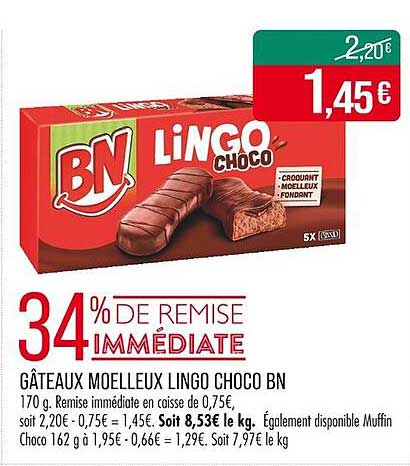 GÂTEAUX MOELLEUX LINGO CHOCO BN
