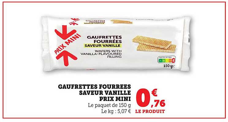 GAUFRETTES FOURREES SAVEUR VANILLE PRIX MINI