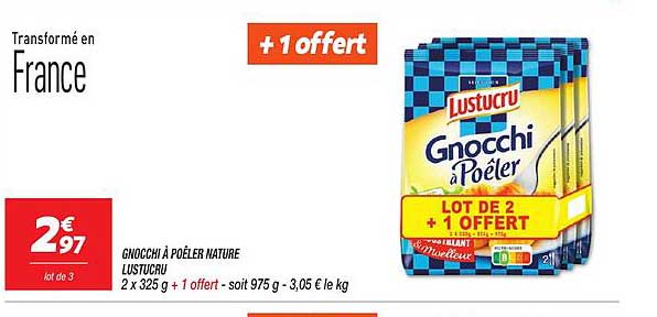 Gnocchi à Poêler Nature Lustucru - Lot de 2 + 1 Offert