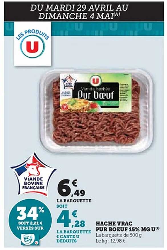 HACHE VRACT PUR BŒUF 15% MG U