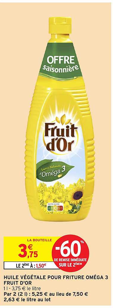 HUILE VÉGÉTALE POUR FRITURE OMÉGA 3 FRUIT D'OR