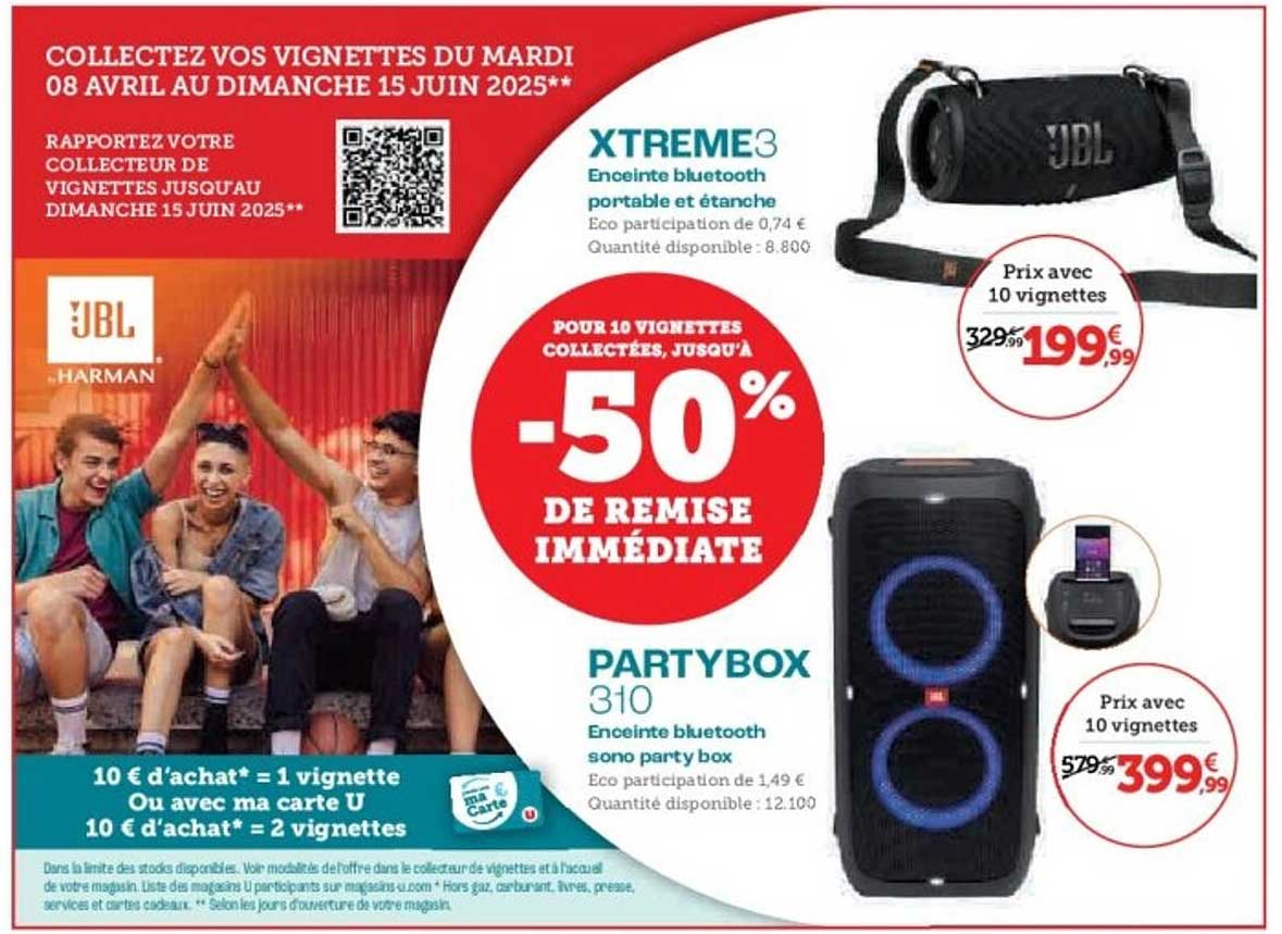 JBL XTREME3 et PARTYBOX 310 - -50% de remise immédiate