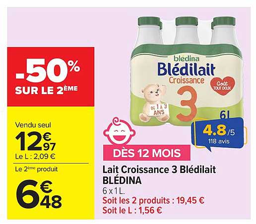 Lait Croissance 3 Blédilait BLÉDINA