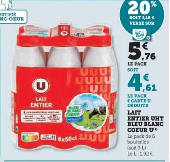 LAIT ENTIER UHT BLEU BLANC COEUR