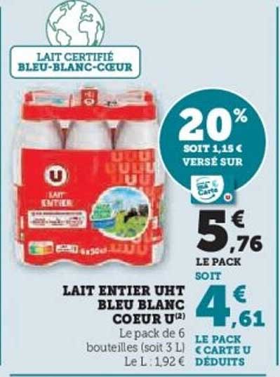 LAIT ENTIER UHT BLEU BLANC COEUR U