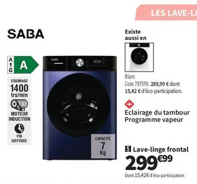 Lave-linge frontal SABA - 7 Kg - 299,99 €