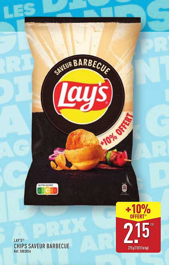 LAY'S CHIPS SAVEUR BARBECUE +10% OFFERT
