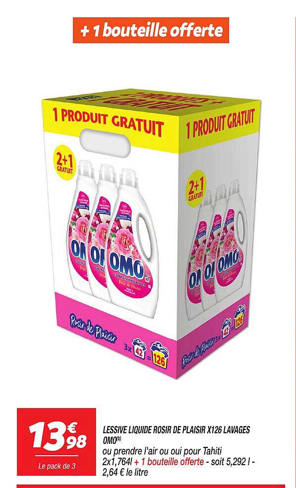 LESSIVE LIQUIDE ROSIR DE PLAISIR X126 LAVAGES OMO®