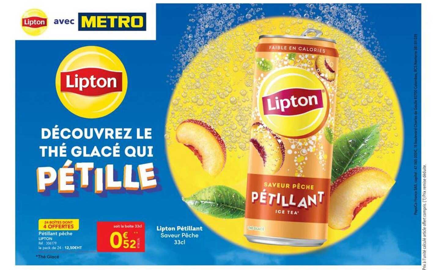 Lipton Pétillant Saveur Pêche 33cl