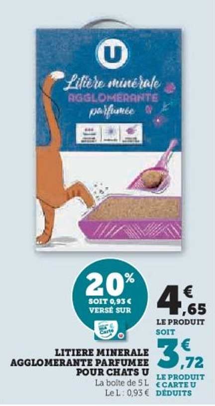 LITIÈRE MINÉRALE AGGLOMÉRANTE PARFUMÉE POUR CHATS U