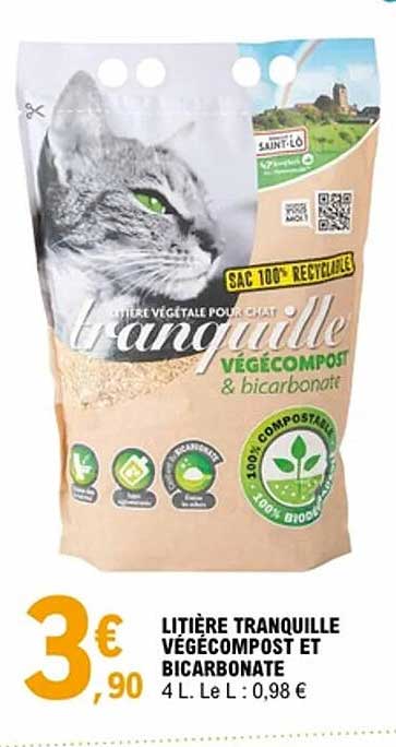 LITIÈRE TRANQUILLE VÉGÉCOMPST ET BICARBONATE