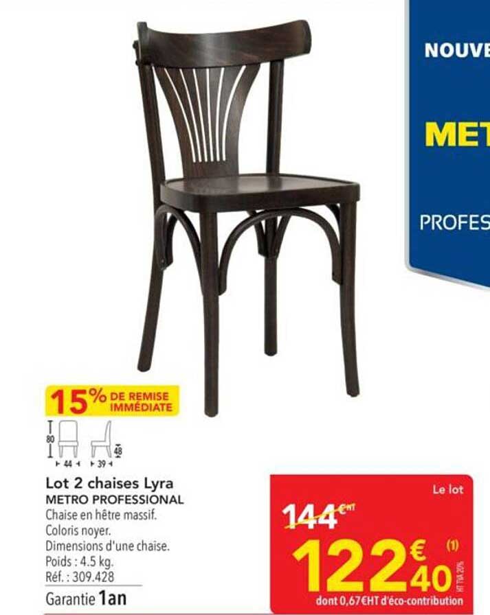 Lot 2 chaises Lyra METRO PROFESSIONAL